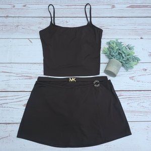 MICHAEL KORS Womens Size Large 3PC Brown Bikini Python Swimsuit & Skirt Set